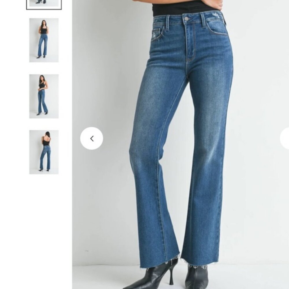 NWT Womens JBD Just Black Denim Blue (Item- 904) DP634 Raw Hem Flare Jeans 25